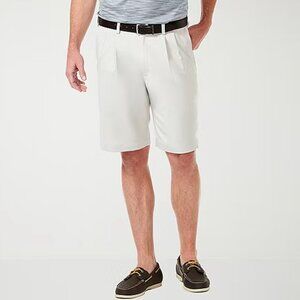 Haggar Cool 18 Pro Pleated Mens 9 1/2" Stretch Fabric Short , Sz 36W 925362
